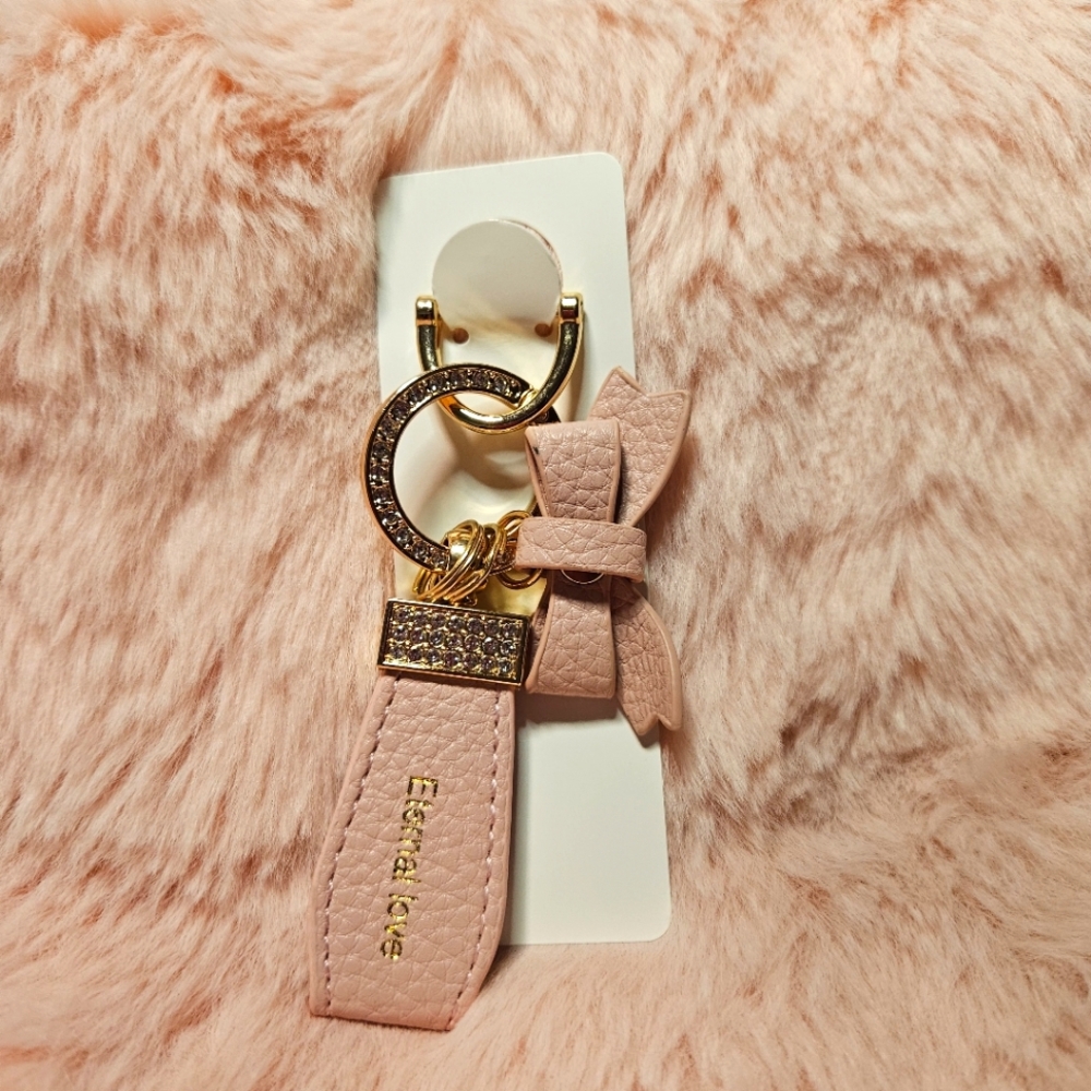 Eternal Love Pink Faux Leather Keychain Bag Charm Purse Charm